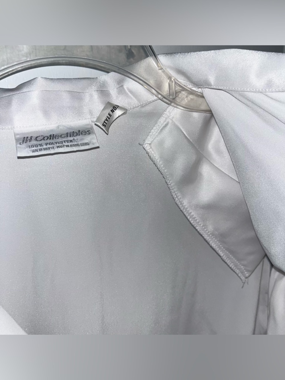 Vintage JH Collectibles White Satin Button-Up Shirt w/ Studded Collar & Pockets - Picture 9 of 9